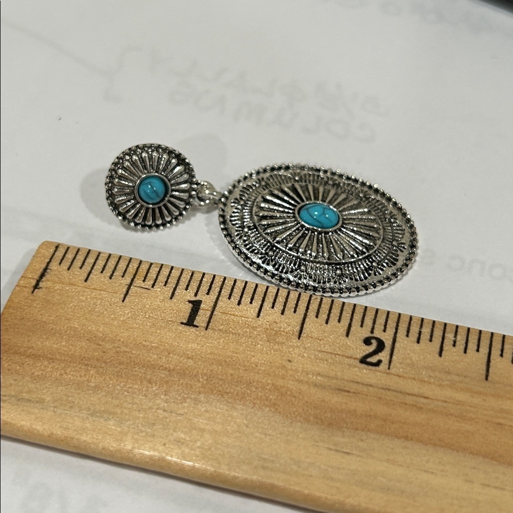 Silver and Turquoise Earrings - Picture 3 of 3